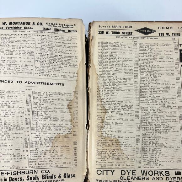 1909 Los Angeles CA City Directory POOR Ancestry Genealogy Antique Vtg Reference - Picture 9 of 12